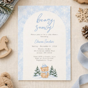 Beary Snowy Winter Bear Baby Shower Invitation