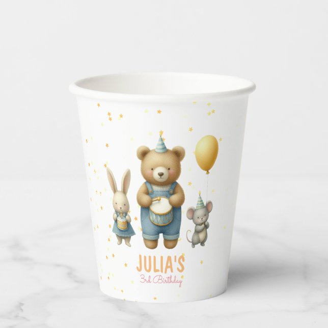 Beary Special Birthday Bash Paper Cups (Front)