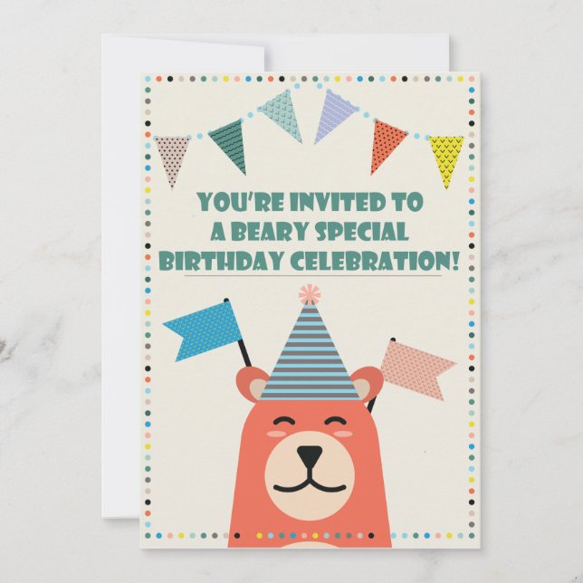 Beary Special Birthday Boy Invitation (Front)