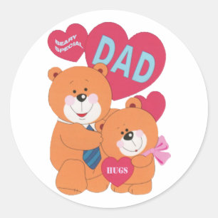 Beary Special Dad Classic Round Sticker