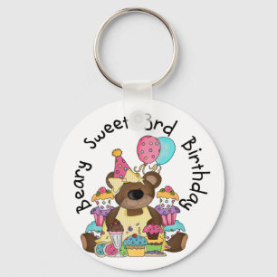 Beary Sweet 3rd Birthday Tshirts and Gifts Keychain