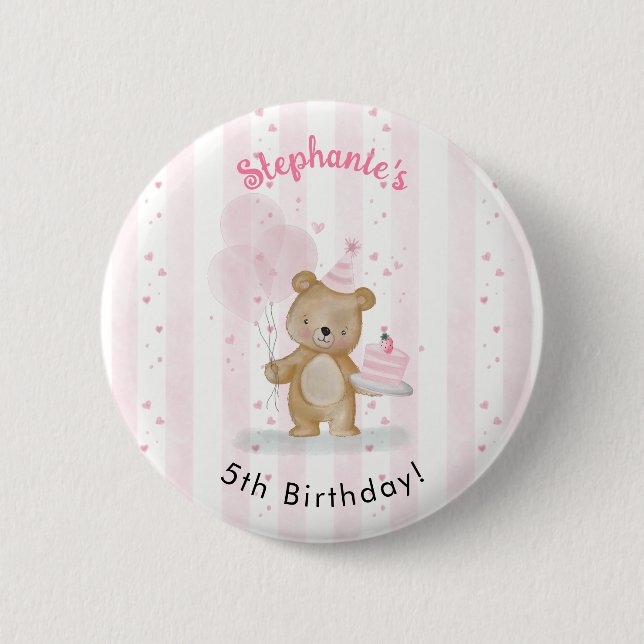 Beary Sweet Birthday 2 Inch Round Button (Front)