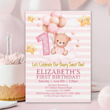 Beary Sweet First Birthday | Pink Boho Bear Girl
