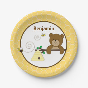 Beary Sweet Honey Bear & Bumble Bee Birthday Paper Plate