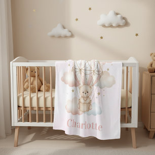 Beary Sweet Hot Air Balloon Baby Nursery Fleece Blanket