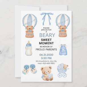 BEARY SWEET MOMENT BOY BABY SHOWER INVITATION 