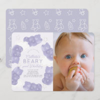 Beary Sweet Purple Gummy Bear 1st Birthday Photo