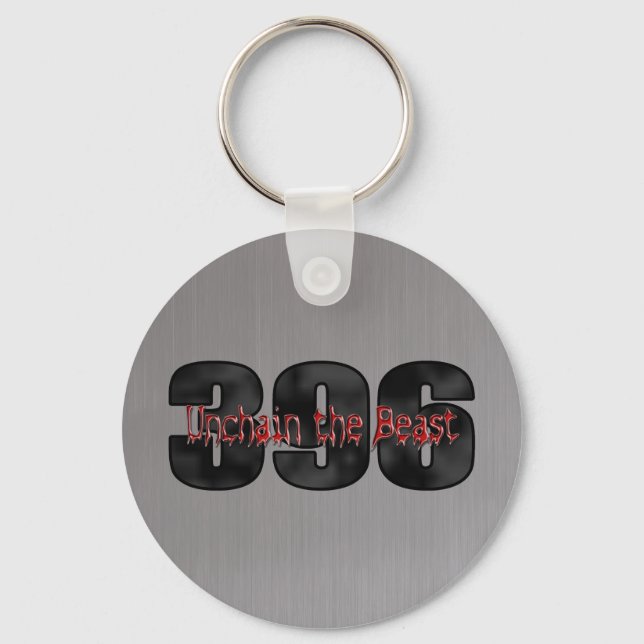 beast 396 big block brushed steel keychain (Front)