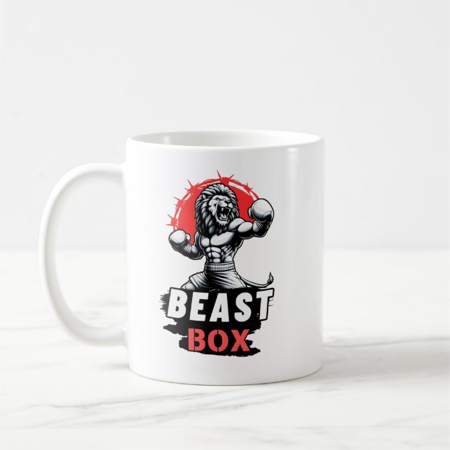 Beast Box - Kick Boxing Lion Design Coffee Mug (Left)