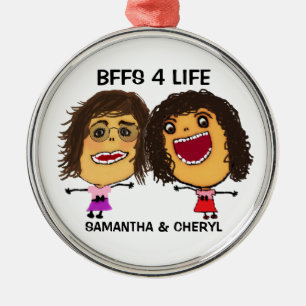 Beast Friends OR Sisters Cartoon Metal Ornament