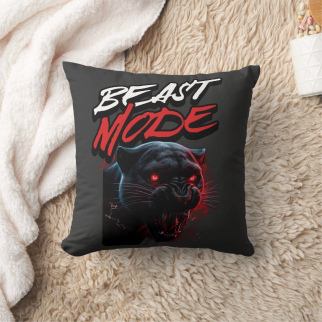 Beast Mode Fierce Panther Throw Pillow (Blanket)
