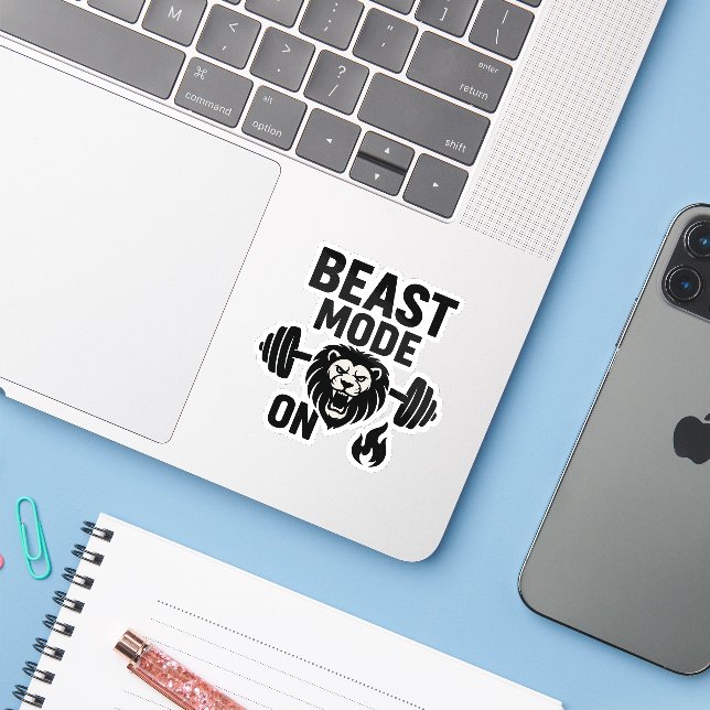  Beast Mode On – Roaring Lion Motivational Gym  (Laptop w/ iPhone)