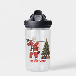 * Beast Mode Santa Lifting Christmas Tree Water Bottle