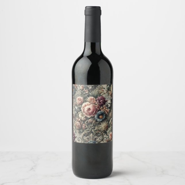 Beast of the Interstice – Gothic Floral Design Wine Label (Front)