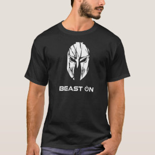 Beast On Spartan Helmet Back Print Gym Fitness T-Shirt