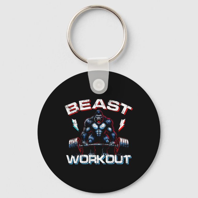 Beast Silverback Deadlift Gym Jokes Gorilla Workou Keychain (Front)