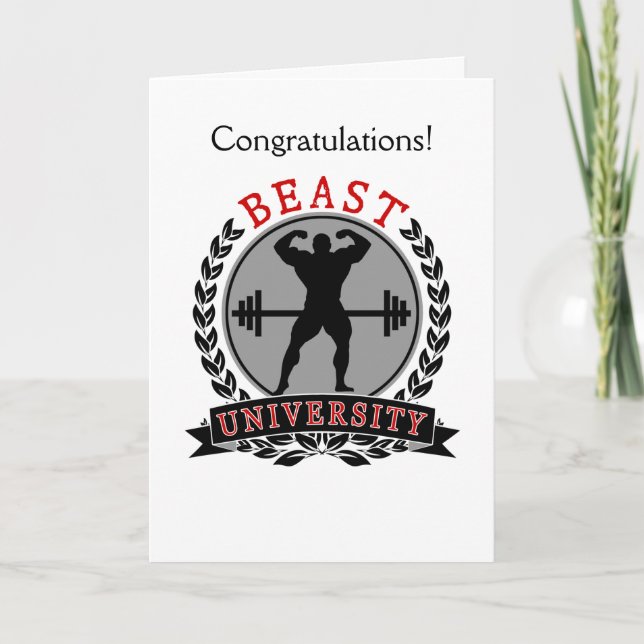 Beast University Bodybuilding Congratulations Card (Front)