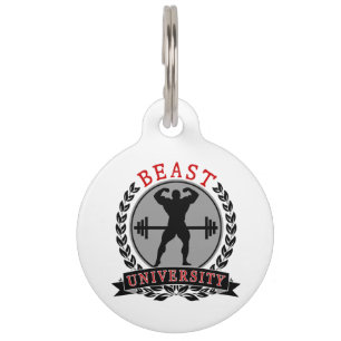 Beast University Bodybuilding Round Pet Tag