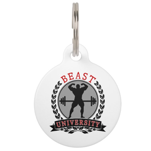 Beast University Bodybuilding Round Pet Tag (Front)