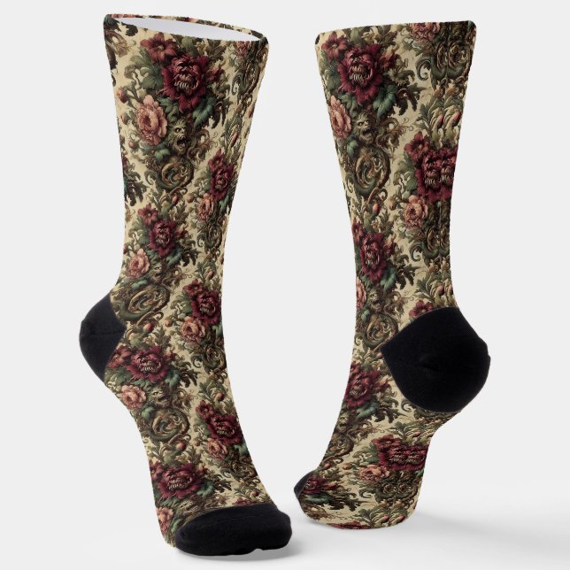 Beastly Bouquet – Gothic Victorian Tapestry Socks (Angled)