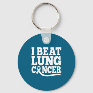 Beat Lung Cancer White Ribbon Survivor Design Keychain