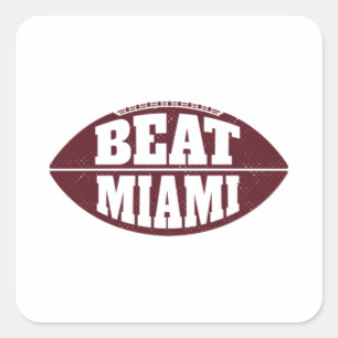 Beat Miami Vintage Aggie Football Gameday Saturday Square Sticker