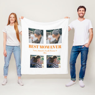 Beat Mom Ever Custom 4 photo Collage    Fleece Blanket
