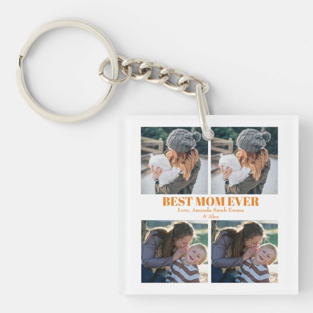 Beat Mom Ever Custom 4 photo Collage   Keychain (Front)