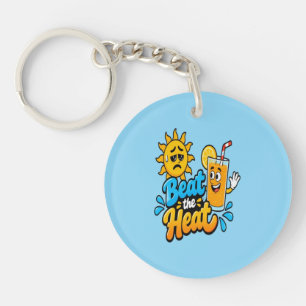 Beat The Heat Cute Orange Juice Summer Cartoon T-S Keychain
