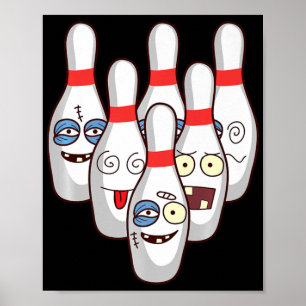Beat Up Bowling Pins   Cute Duckpins Playing Tee G Poster