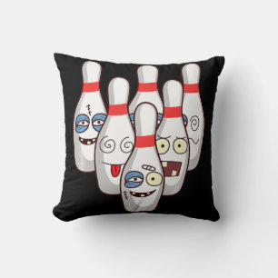 Beat Up Bowling Pins   Cute Duckpins Playing Tee G Throw Pillow