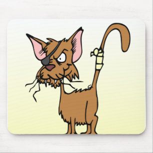 Beat Up Cartoon Cat Mouse Pad