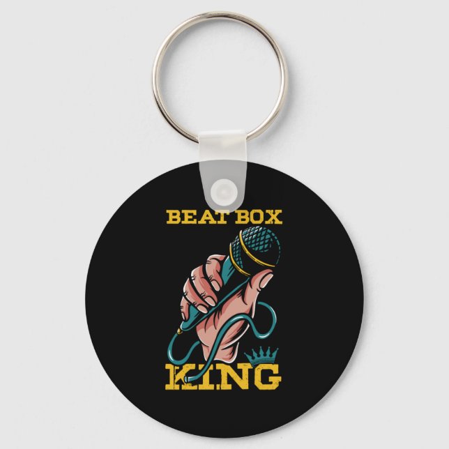 Beatbox King Microphone Rap Hiphop Beatboxer Gift Keychain (Front)