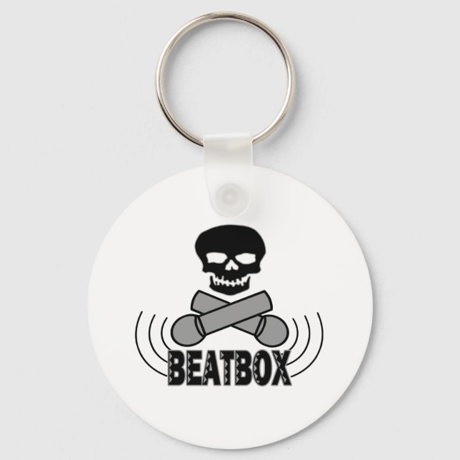 Beatbox Skull & Crossbone Mics Keychain (Front)