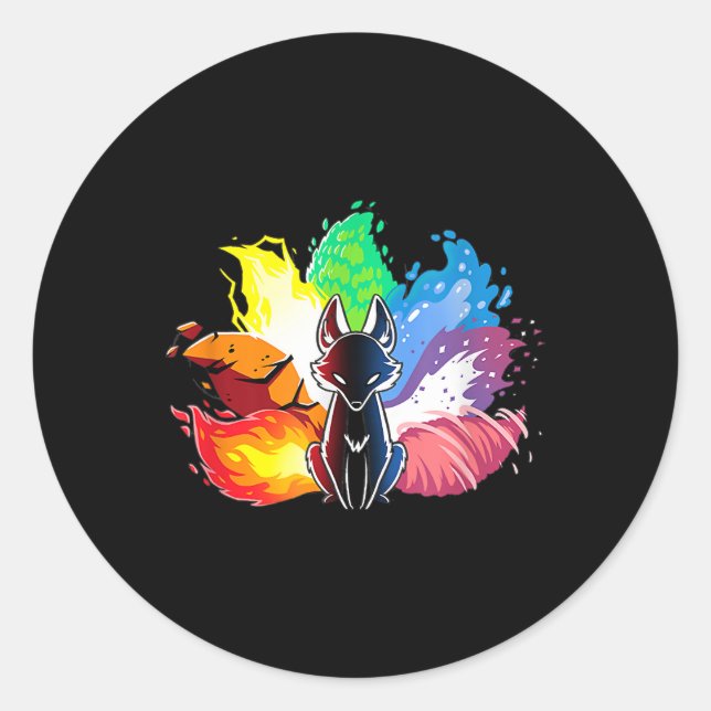 Beatiful elemental kitsune fox japan spirit 33 classic round sticker (Front)