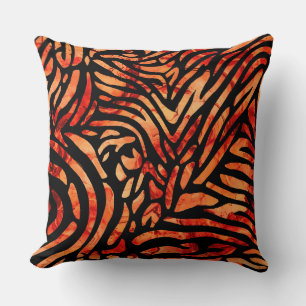 Beatiful Redish Zibra Strapes Throw Pillow