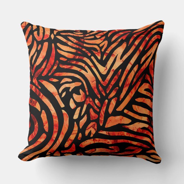 Beatiful Redish Zibra Strapes Throw Pillow (Front)