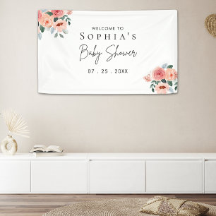 Beatiful Water Color Flowers Garden Baby Shower Banner