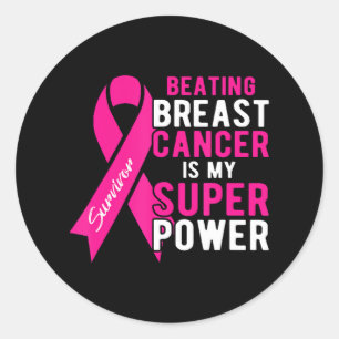 Beating Breast Cancer Is My Superpower Women Classic Round Sticker