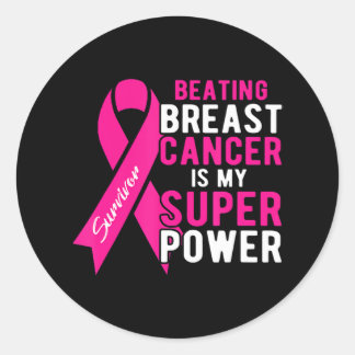 Beating Breast Cancer Is My Superpower Women Classic Round Sticker