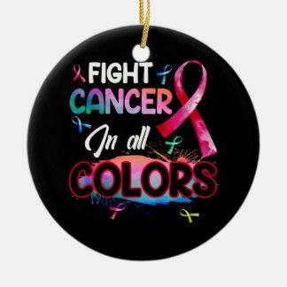 Beating Cancer Fighting Cancer Colours Cancer Awar Ceramic Ornament