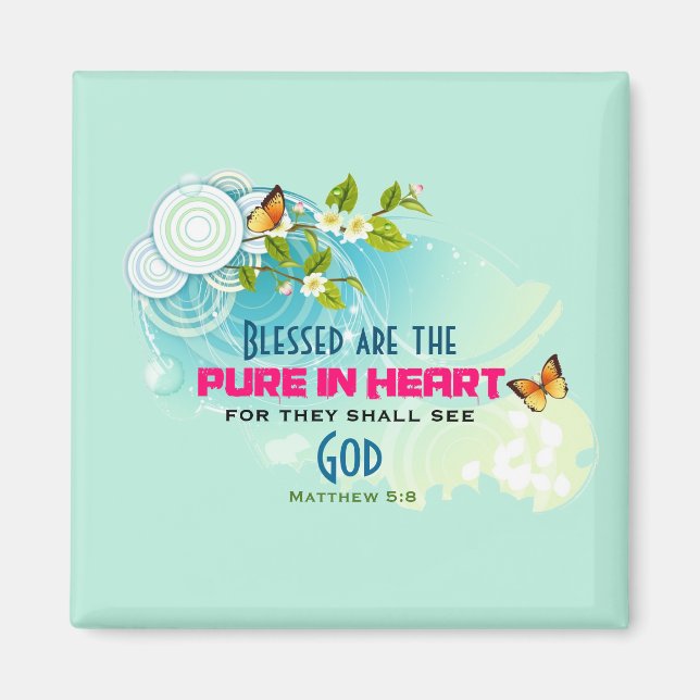 Beatitude Quote with Butterflies and Blossoms Magnet (Front)