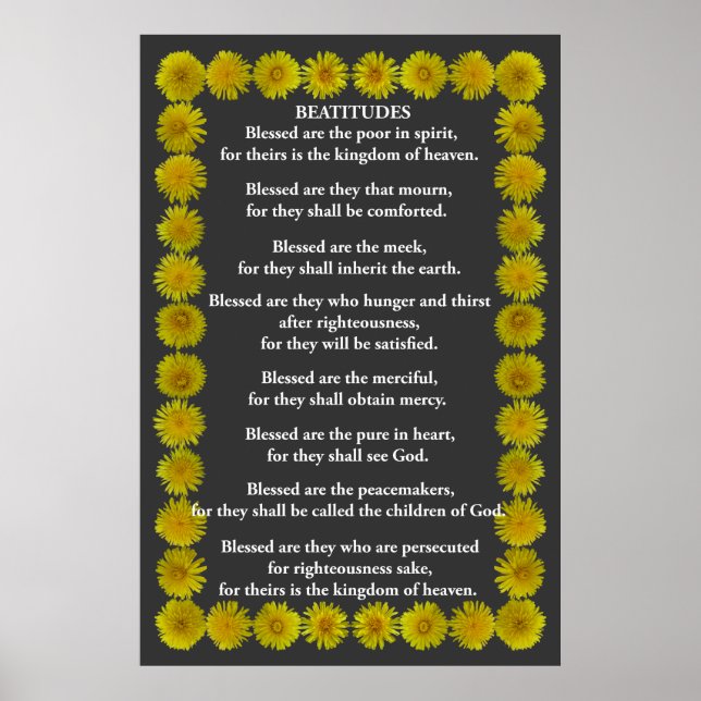Beatitudes in an Dandelion Frame Poster (Front)