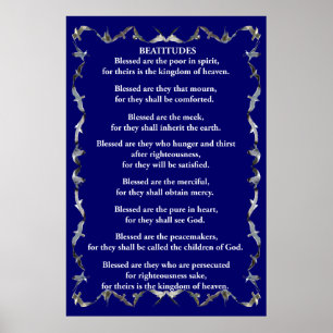 Beatitudes in Flying Seagull Border Poster