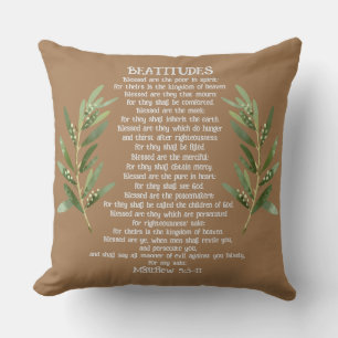Beatitudes & Olive Branches Matthew 5:3-11 Throw Pillow