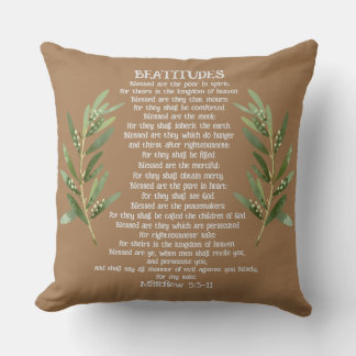 Beatitudes & Olive Branches Matthew 5:3-11 Throw Pillow