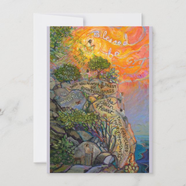 Beatitudes Prayer Card, Sermon on the Mount Invitation (Front)