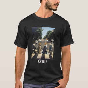Beatles Cat Parody Poster, Abbey Road Cats Illustr T-Shirt