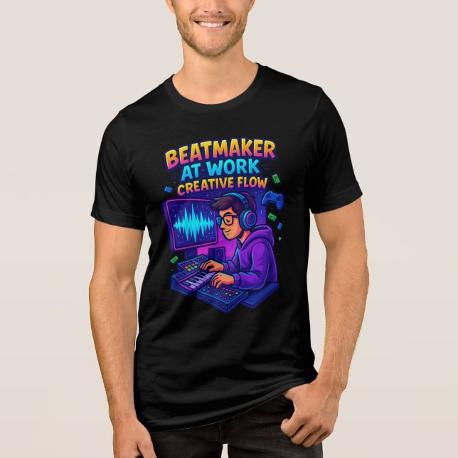 “Beatmaker at Work – Creative Flow T-Shirt” Tri-Blend Shirt (Front)