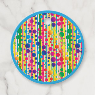 [Beatnik Bubbles] Retro Polka Dot Striped Blue Favour Tags